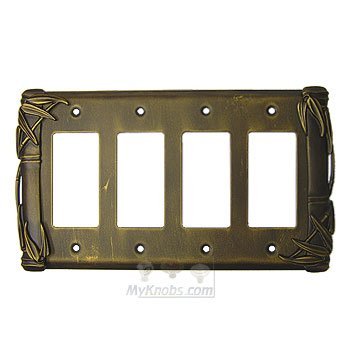 Bamboo Switchplate Quadruple Rocker/GFI Switchplate in Rust with Verde Wash