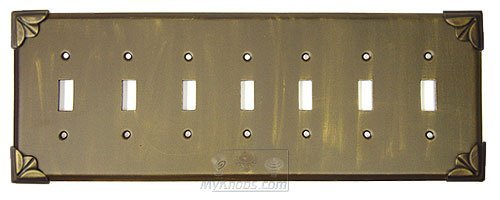 Pompeii Switchplate Seven Gang Toggle Switchplate in Pewter with Maple Wash
