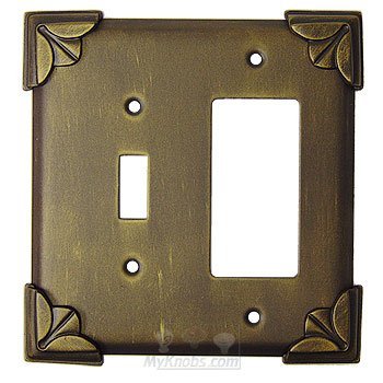 Pompeii Switchplate Combo Rocker/GFI Single Toggle Switchplate in Brushed Natural Pewter