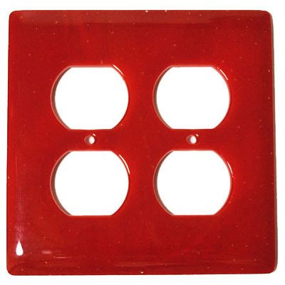 Double Outlet Glass Switchplate in Brick Red