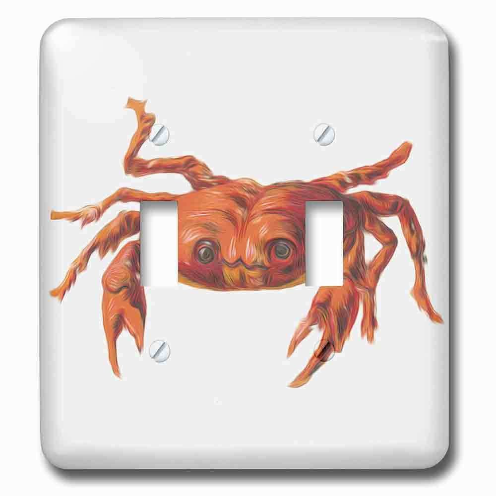 Double Toggle Wallplate With Vintage Red Crab Nautical Vignette Illustration