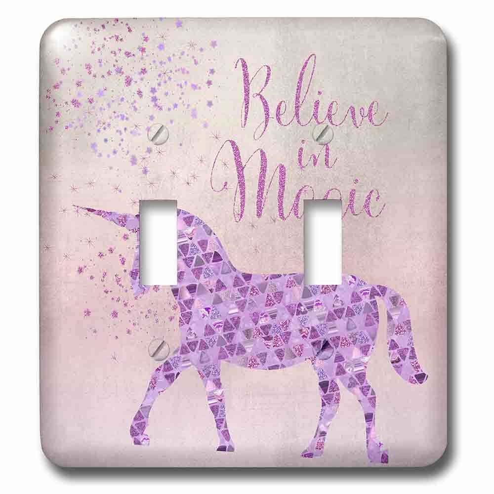Double Toggle Wallplate With Glittering Unicorn And Test Believe In Magic