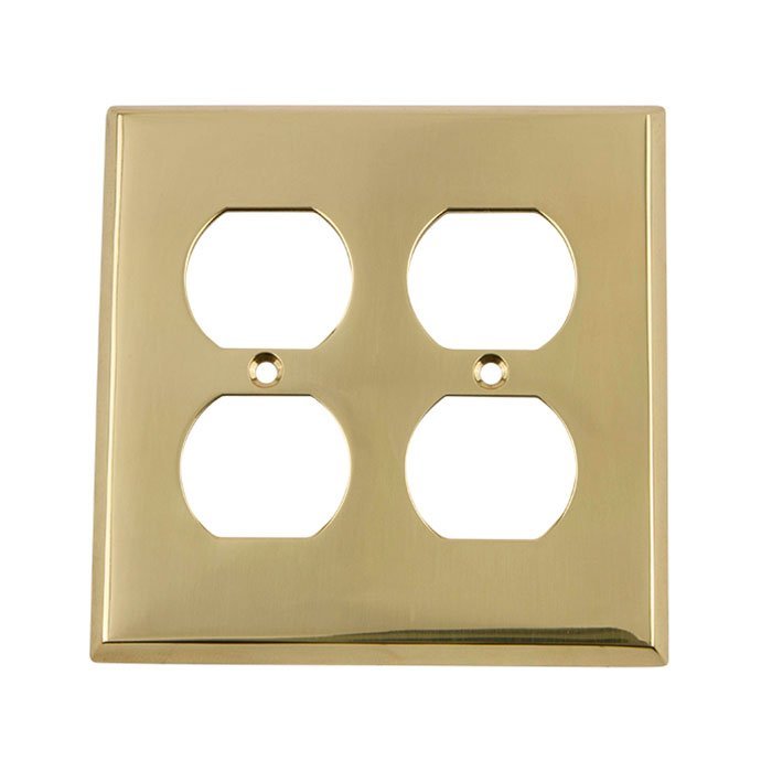 Double Duplex Switchplate in Unlacquered Brass
