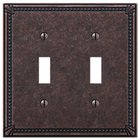 Double Toggle Wallplate in Tumbled Aged Bronze