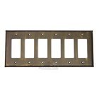 Plain Switchplate Six Gang Rocker/GFI Switchplate in Black with Copper Wash