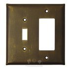 Plain Switchplate Combo Rocker/GFI Single Toggle Switchplate in Rust with Verde Wash