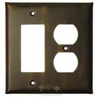 Plain Switchplate Combo Rocker/GFI Duplex Outlet Switchplate in Pewter with Bronze Wash
