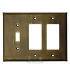 Plain Switchplate Combo Double Rocker/GFI Single Toggle Switchplate in Pewter with Cherry Wash