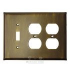 Plain Switchplate Combo Double Duplex Outlet Single Toggle Switchplate in Pewter with White Wash