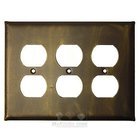 Plain Switchplate Triple Duplex Outlet Switchplate in Pewter with Terra Cotta Wash