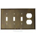 Plain Switchplate Combo Duplex Outlet Triple Toggle Switchplate in Brushed Natural Pewter