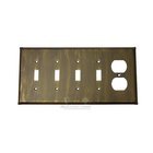 Plain Switchplate Combo Duplex Outlet Quadruple Toggle Switchplate in Bronze with Verde Wash