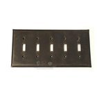 Plain Switchplate Five Gang Toggle Switchplate in Antique Bronze