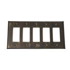 Plain Switchplate Five Gang Rocker/GFI Switchplate in Brushed Natural Pewter