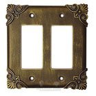 Corinthia Switchplate Double Rocker/GFI Switchplate in Pewter with Maple Wash