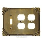 Corinthia Switchplate Combo Double Duplex Outlet Single Toggle Switchplate in Black with Terra Cotta Wash