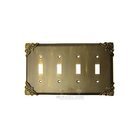 Corinthia Switchplate Quadruple Toggle Switchplate in Black with Bronze Wash