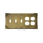 Corinthia Switchplate Combo Double Duplex Outlet Triple Toggle Switchplate in Black with Chocolate Wash