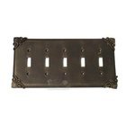 Corinthia Switchplate Five Gang Toggle Switchplate in Black with Chocolate Wash