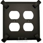 Hammerhein Switchplate Double Duplex Outlet Switchplate in Black with Terra Cotta Wash
