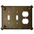 Hammerhein Switchplate Combo Duplex Outlet Double Toggle Switchplate in Satin Pewter