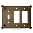 Hammerhein Switchplate Combo Double Rocker/GFI Single Toggle Switchplate in Black with Chocolate Wash