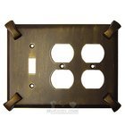 Hammerhein Switchplate Combo Double Duplex Outlet Single Toggle Switchplate in Antique Copper