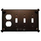 Hammerhein Switchplate Combo Duplex Outlet Triple Toggle Switchplate in Pewter with Maple Wash