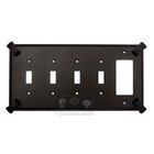 Hammerhein Switchplate Combo Rocker/GFI Quadruple Toggle Switchplate in Pewter with Verde Wash