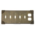 Roguery Switchplate Combo Duplex Outlet Five Gang Toggle Switchplate in Bronze with Black Wash
