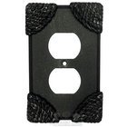 Roguery Switchplate Duplex Outlet Switchplate in Black with Verde Wash