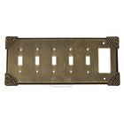 Roguery Switchplate Combo Rocker/GFI Five Gang Toggle Switchplate in Black with Copper Wash