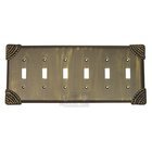 Roguery Switchplate Six Gang Toggle Switchplate in Pewter with Bronze Wash