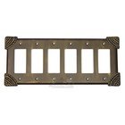 Roguery Switchplate Six Gang Rocker/GFI Switchplate in Brushed Natural Pewter
