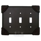 Roguery Switchplate Triple Toggle Switchplate in Black with Chocolate Wash