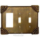 Roguery Switchplate Combo Rocker/GFI Double Toggle Switchplate in Pewter with Bronze Wash