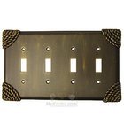 Roguery Switchplate Quadruple Toggle Switchplate in Antique Gold