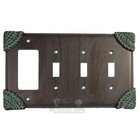 Roguery Switchplate Combo Rocker/GFI Triple Toggle Switchplate in Pewter with White Wash