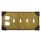 Roguery Switchplate Combo Duplex Outlet Quadruple Toggle Switchplate in Pewter with Copper Wash