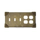 Roguery Switchplate Combo Double Duplex Outlet Triple Toggle Switchplate in Satin Pewter