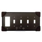 Roguery Switchplate Combo Rocker/GFI Quadruple Toggle Switchplate in Pewter with Copper Wash