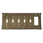 Sonnet Switchplate Combo Rocker/GFI Five Gang Toggle Switchplate in Pewter with Cherry Wash