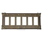 Sonnet Switchplate Six Gang Rocker/GFI Switchplate in Bronze with Black Wash