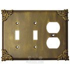 Sonnet Switchplate Combo Duplex Outlet Double Toggle Switchplate in Black with Cherry Wash