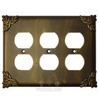 Sonnet Switchplate Triple Duplex Outlet Switchplate in Black with Maple Wash