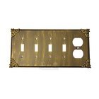 Sonnet Switchplate Combo Duplex Outlet Quadruple Toggle Switchplate in Copper Bright