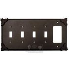 Sonnet Switchplate Combo Rocker/GFI Quadruple Toggle Switchplate in Black with Bronze Wash