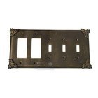 Sonnet Switchplate Combo Double Rocker/GFI Triple Toggle Switchplate in Black with Bronze Wash