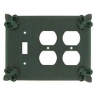 Fleur De Lis 1 Toggle/2 Duplex Outlet Switchplate in Pewter Bright