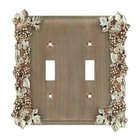 Grapes Double Toggle Switchplate in Pewter Bright